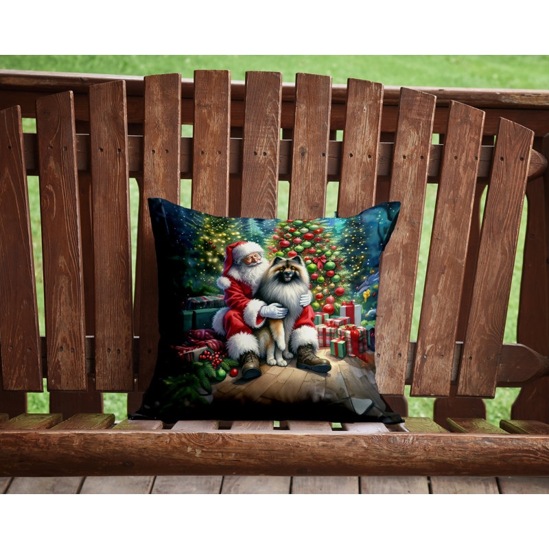 Coussin Keeshond and Santa Claus, H 14 po x l 14 po