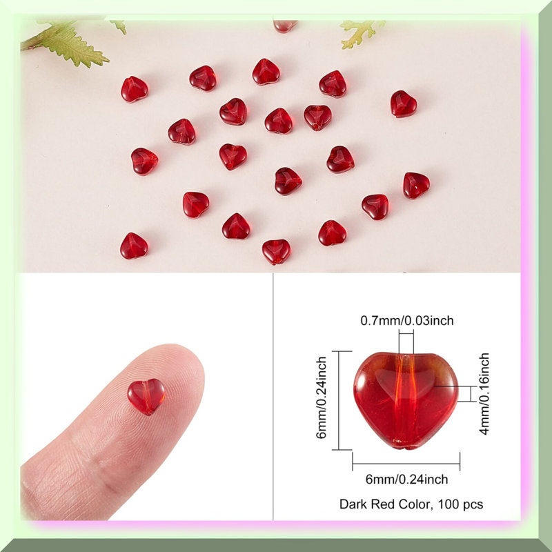 Heart-Shaped Beads, 6mm, 100 Pcs