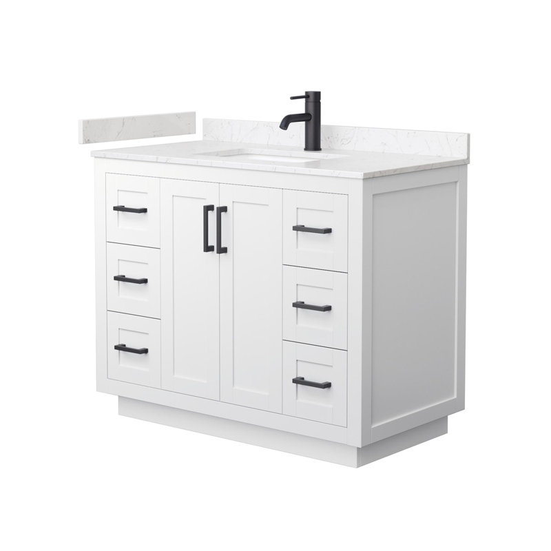 Miranda 42" White and Black Wood & Marble Single Bathroom Vanity