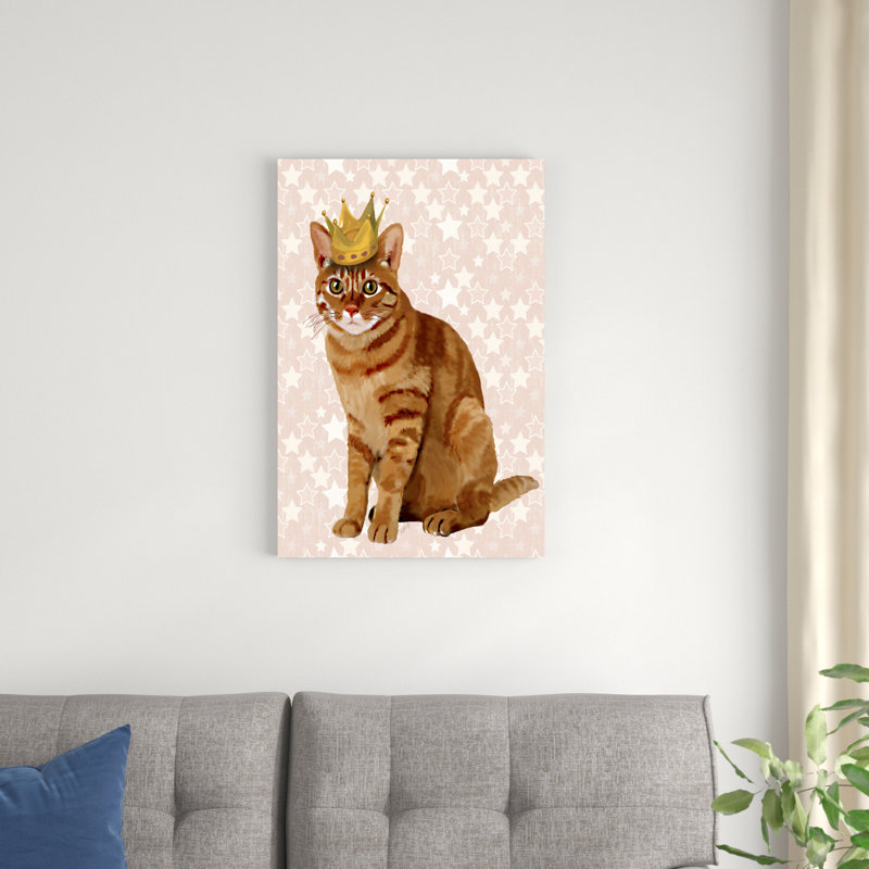 Chat roux avec couronne, double, H 30 po x l 20 po x P 1 po