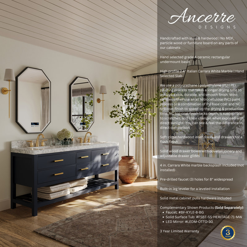 Elizabeth 72'' W Double Vanity, Heritage Blue | Brushed Gold