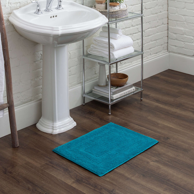 Kail Plush Stain/Fade Resistant Machine Washable Bath Mat, 17" W x 24" L, Fiesta Teal