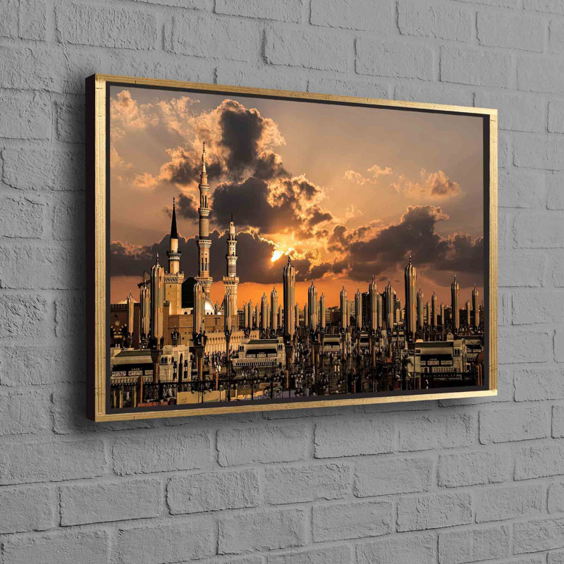 Print on Canvas, 70 cm H x 100 cm W, Framed Print without Mat, Gold