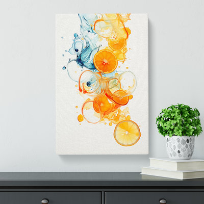 Citrus Fruits Gestural - Wrapped Canvas