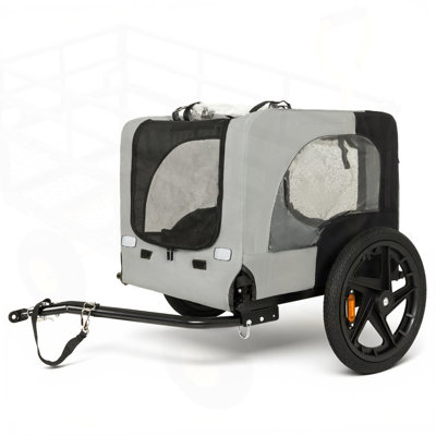 Remorque de vélo d'extérieur pliable robuste pour animaux de compagnie avec roues tout-terrain de 16 pouces, attelage universel et dispositifs de sécurité pour les animaux de petite et moyenne taille