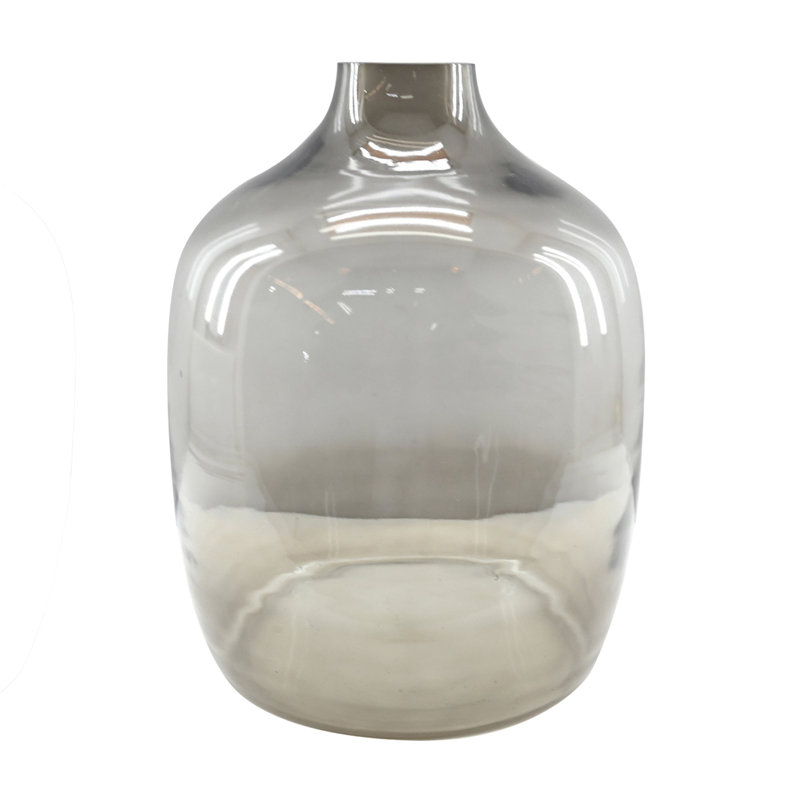 Tergel Cinched Neck 11.75" Handblown Glass Vase, Gray