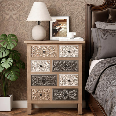 Armoire de rangement rétro multi-espaces en bois massif rétro avec armoire de rangement, style campagnard en bois massif sculpté