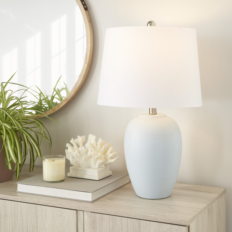 Lampe de table en céramique Brejon, Blanc, Bleu