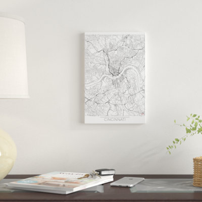 « cincinnati minimal urban blueprint map », reproduction d’impression sur toile