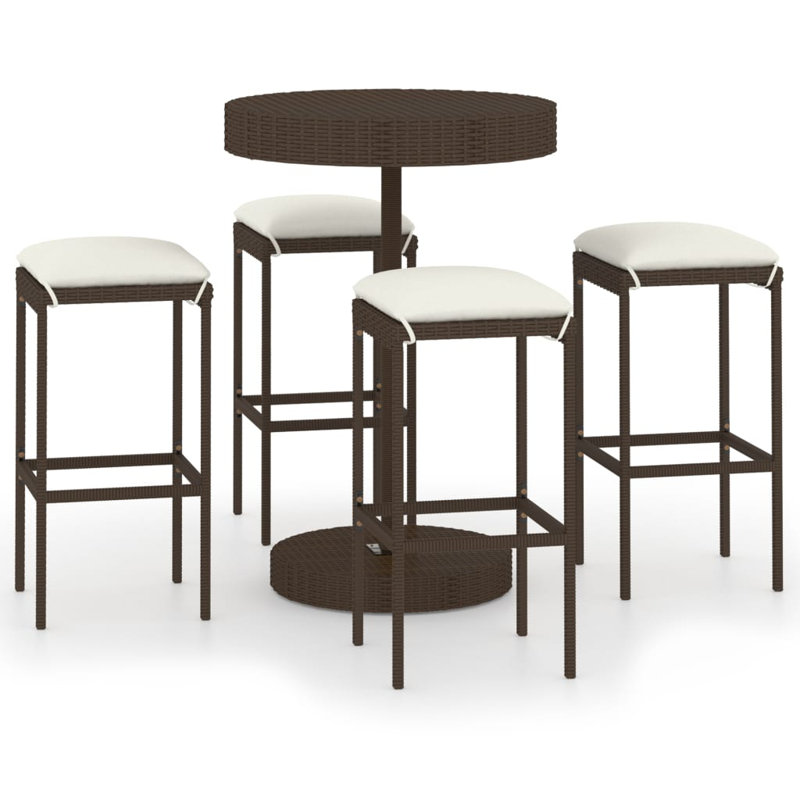 Ensemble 5 pièces avec coussins Ofrath, Structure brune / coussins crème