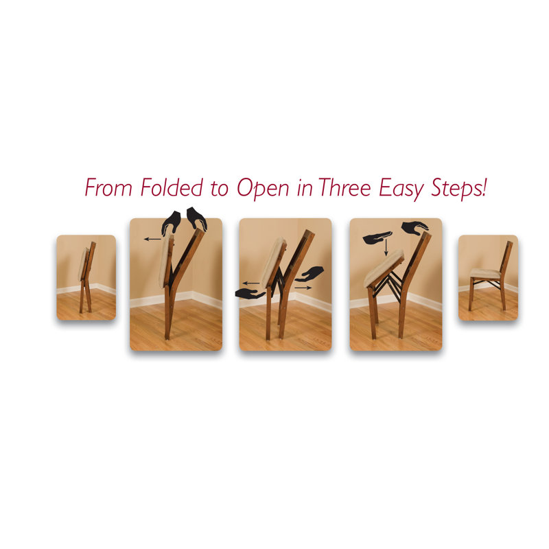 Brown Upholstered Wood Folding Dining Chair Set of 2