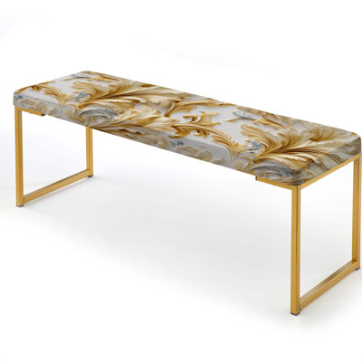 Damask Upholstered Gold Bench