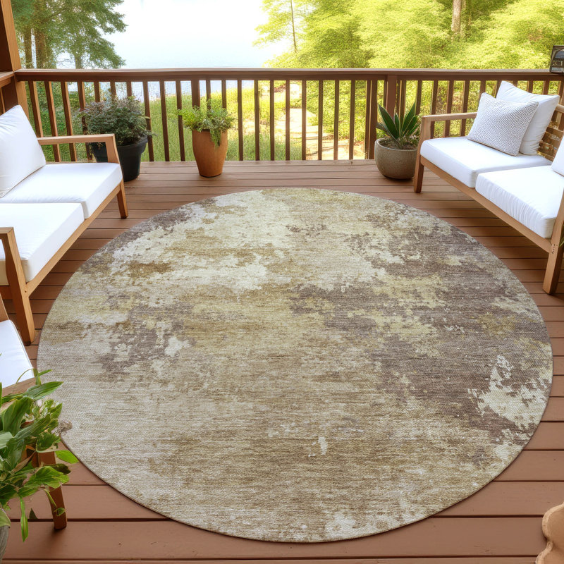Machine Washable Indoor/Outdoor Earleville ACN2367 Abstract Rug, Round 8'