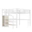 Grand lit mezzanine en métal avec bureau en L et port USB, garde-robe, tablette réglable, lumière DEL, lit mezzanine pour enfants, adolescents, adultes, grain de bois blanc