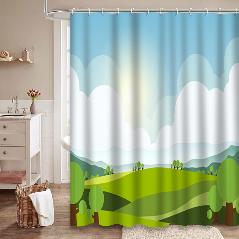 Rideau de douche avec 12 crochets Nature Landscape, L 72 po x l 84 po