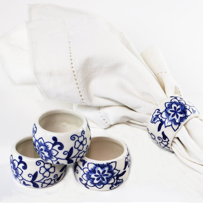 Rondelles de serviette Blue Garden (ensemble de 4)