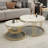 Round 2-Piece Nesting Set Sintered Stone Top White Coffee Table With Metal Frame
