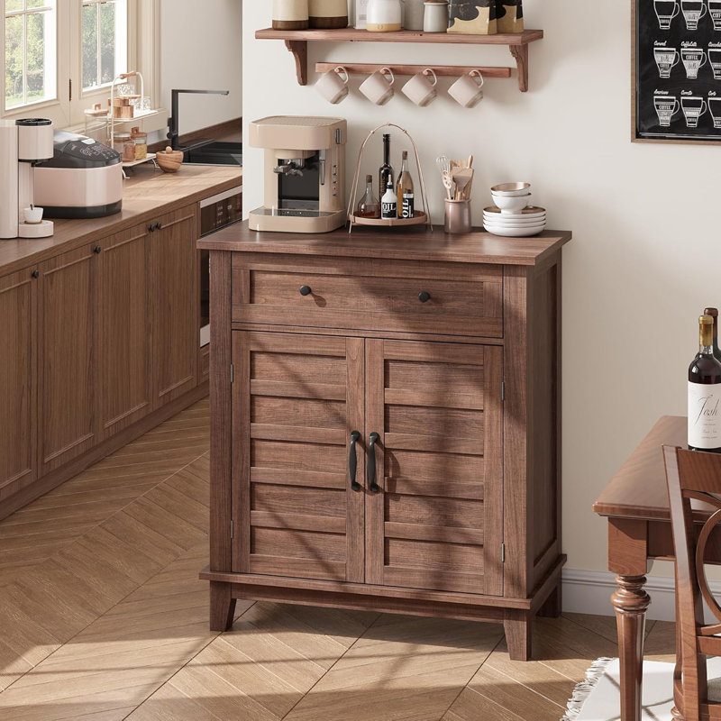 Armoire de rangement Farmhouse, tablette réglable à 3 niveaux, Brun