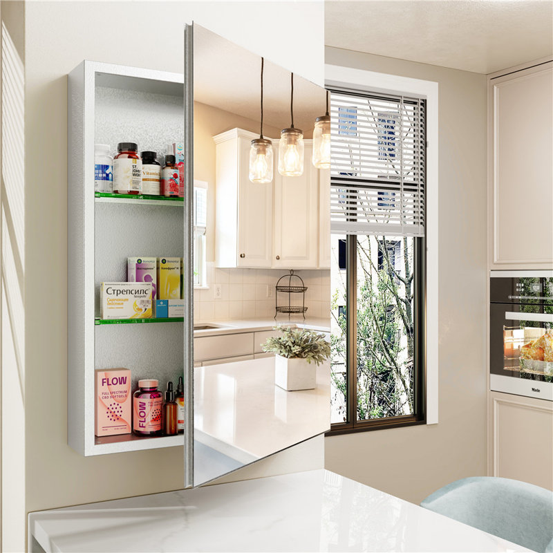Ayrion 505mm W 700mm H Surface Frameless Medicine Cabinet Mirror 2 Adjustable