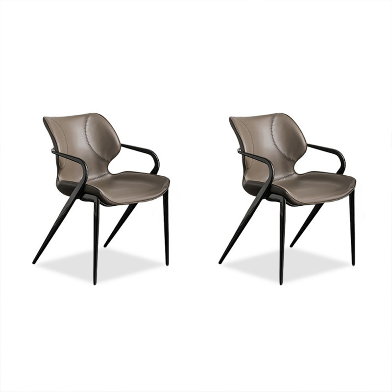 Grey Solid back side Chair(Set of 2)