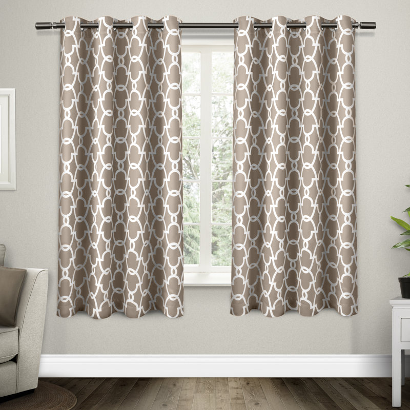 Andish 100% Polyester Room Darkening Curtain Pair, Taupe, 52" W x 63" L