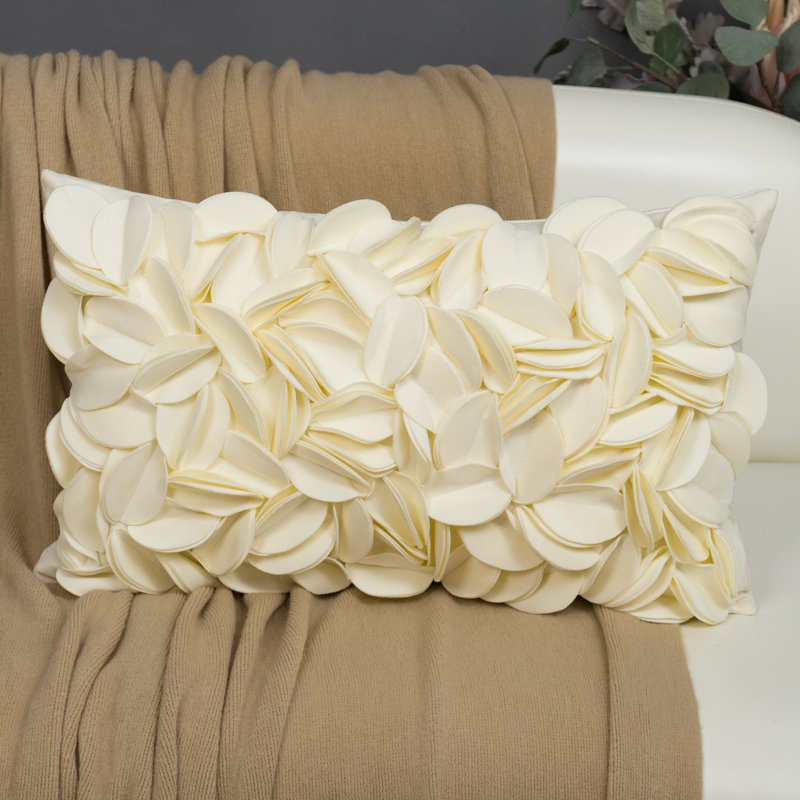 Embroidered Pillow Cover Decorative Floral Accent Pillow Case Home Decor Cushion Cover, Rectange 12"H x 20"W