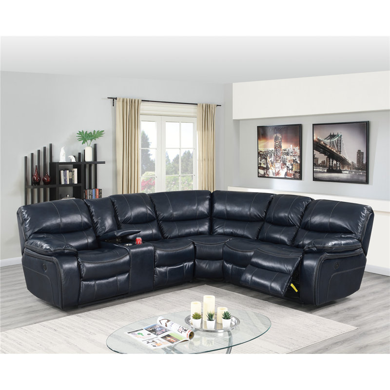 Davvid Faux Leather Power Reclining Sectional Symmetrical
