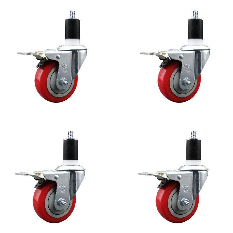 Jeu de roulettes extensibles en poly pivotant 1-1 / 2 pouces