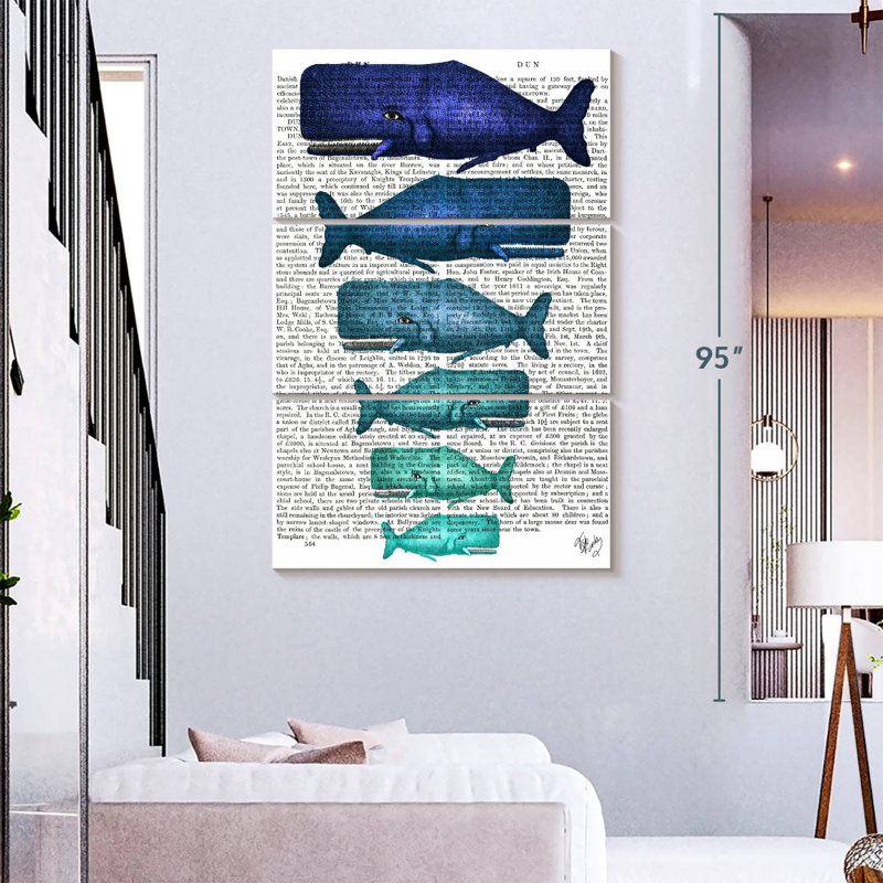 Famille de baleines bleues Brampt, H 74 po x l 48 po