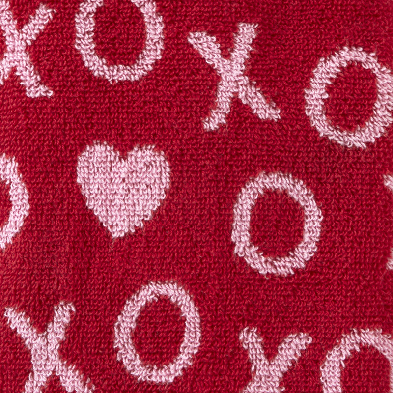 Red and Pink Cotton Microfiber Xs and Os Hand Towels Set