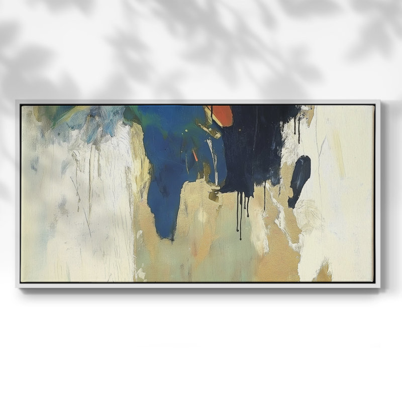 Série abstraite -XVVII- Toile tendue avec châssis tendue - Prêt à accrocher, H 17 po x l 41 po, Blanc