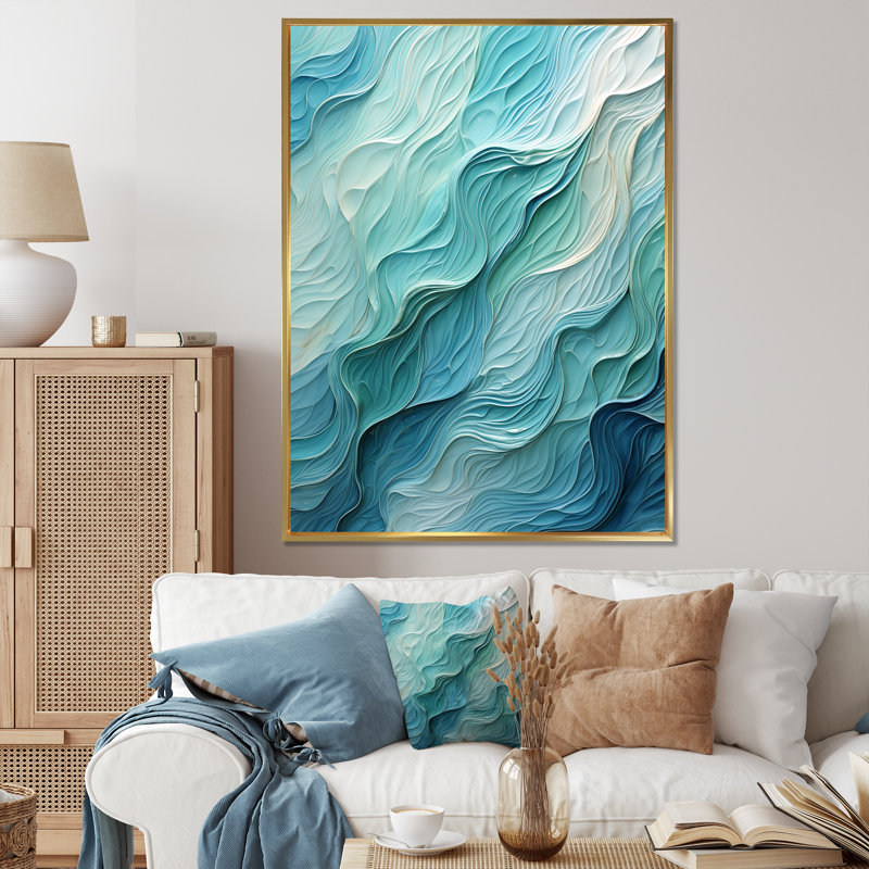 Procter - Abstract Spirals, art mural, H 20 po x l 12 po x P 1 po, Toile avec cadre flottant or