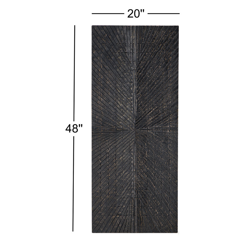 Antique Black Sunburst Wood Wall Decor, 20 x 48 Inch