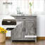Buffet 32 "avec porte de grange style campagne avec rangement gris | Panneau de fibres à densité moyenne | Panneau de particules