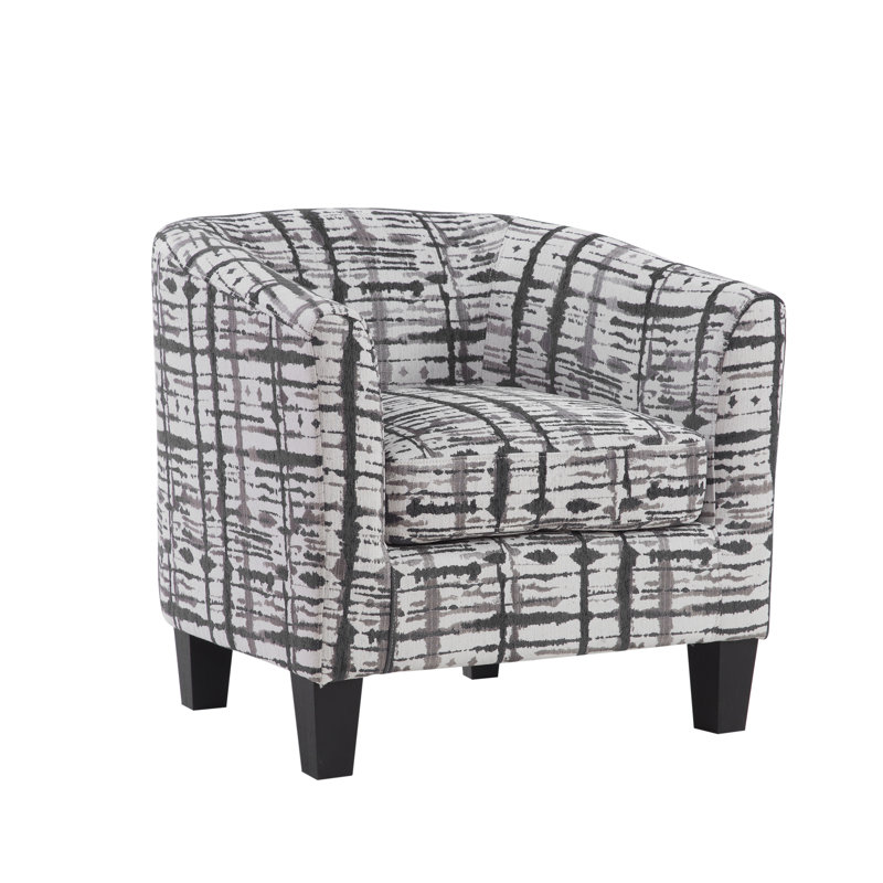 Ellen Enzo Upholstered Barrel Chair, Slate Gray and Cream Splatter