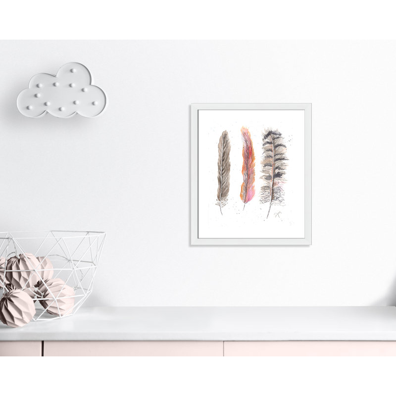 Juvenile feathers Feathers II Framed Art, 26.5" H x 22.5" W x 0.6" D, White Framed