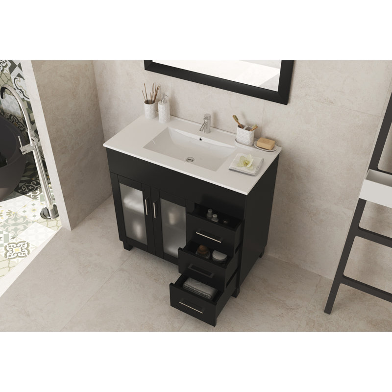 Nova 35.83'' Single Bathroom Vanity with Ceramic Top, Espresso