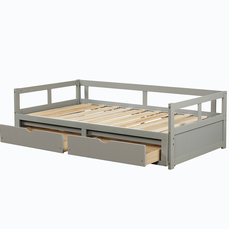 Ronneby Daybed With Trundle Daybed With Storage Wood Daybed Modern Office Furniture, Gray