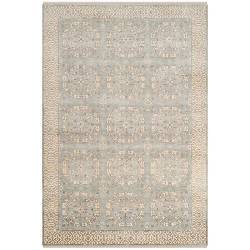 Hand-Knotted Blue Wool Oushak 6' x 9' Rug