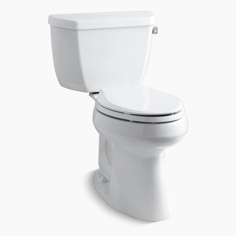 Highline 1.28 GPF Water Efficient Elongated Two-Piece toilet (Seat Not Included), White, Left-Hand