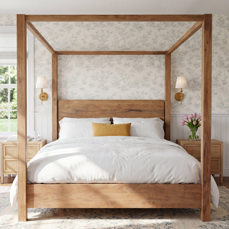 Xaydin Canopy Bed In Brushed Acacia, King