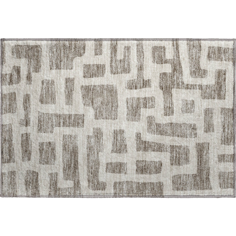 Premium Machine Washable Prisco Taupe Rug, Rectangle 1'8" x 2'6"