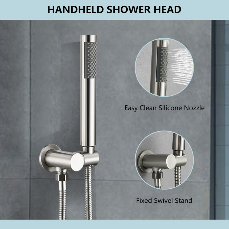 Brushed Nickel Brass Shower System With Rough-in Valve