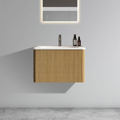 Wall Mounted Floating Bathroom Vanity with Ceramic Sink for Modern Bathroom