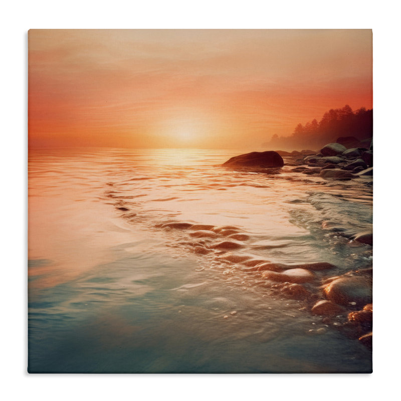Coucher de soleil sur la mer, conception par Lazar Studio, H 36 po x l 36 po