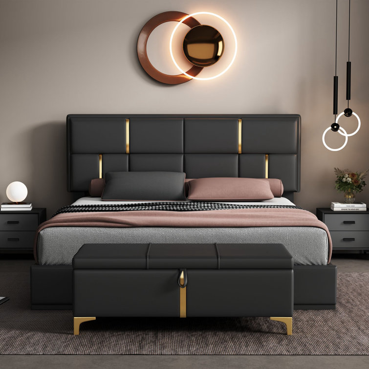 Mercer41 Tathan Vegan Leather Platform Bed | Wayfair