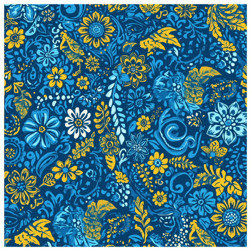 Blue Floral Pattern Comforter, Twin