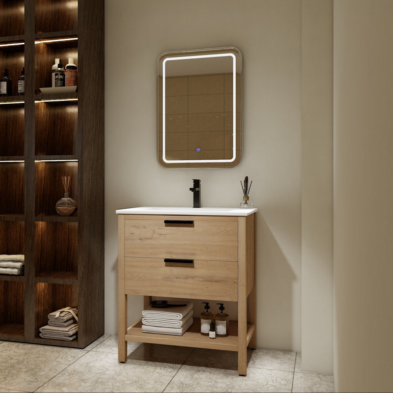 Meuble-lavabo 30 po avec deux tiroirs, Blanc