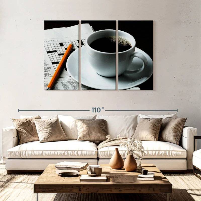 Yarlin Crossword Puzzle And Coffee, 48" H x 74" W