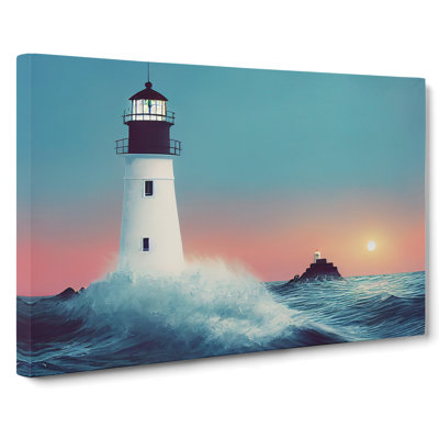 Peaceful Lighthouse Sunrise - Wrapped Canvas Painting